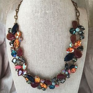 J. Crew Mega Rhinestone Collar Bone Bib Statement Necklace New With Dustbag